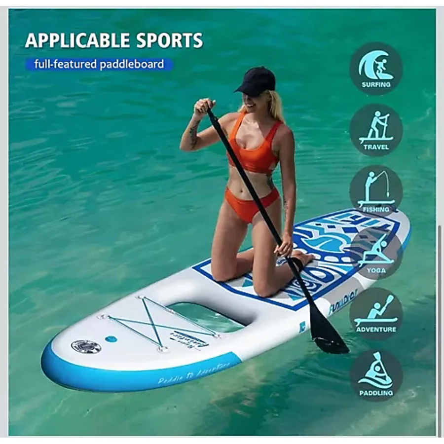 Funwater Tiki Panorama Şişme Sup Board/stand Up Paddle Board 320X85X15 cm Beyaz Mavi - Beyaz - Mavi