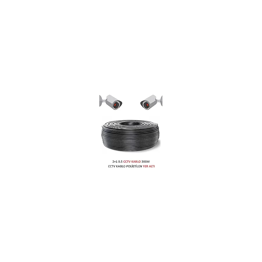 Fury 2+1 0.5Mm Polietilen Yer Altı Cctv Kablo Güvenlik Kamera Kablosu 300M