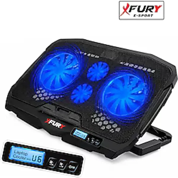 Fury E-Sport Laptop Soğutucu 4 Fanlı Lcd Kontrol Panel Ayarlanabilir Dizüstü Bilgisayar Soğutma Fanı