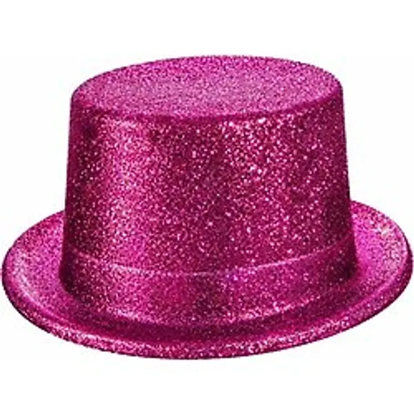 Fuşya Simli Glitter Silindir Parti Şapkası