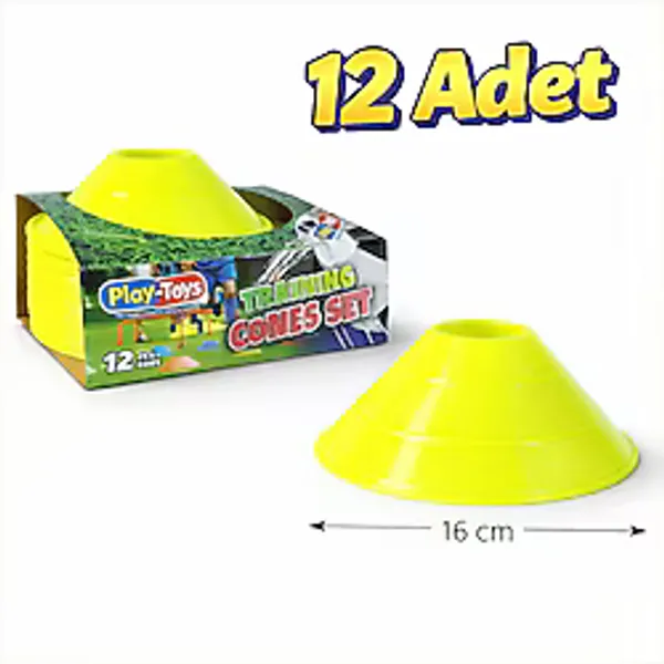 Futbol Antrenman Çanağı 12'li Set (16 cm) - Renkli & Dayanıklı Sarı