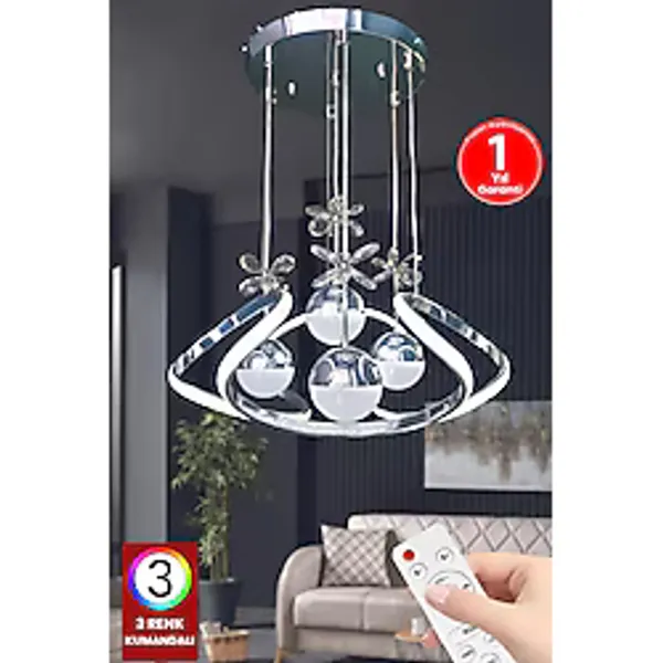 Fuzon Drone 4 Toplu Kumandalı 3 Renk Salon LED Avize