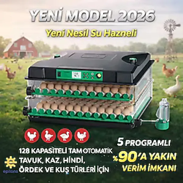 Fx128 Model Tam Otomatik Kuluçka Makinesi - Çift Katlı, Çift Güç Sistemli, Su Hazneli Yeni Nesil İnkübatör