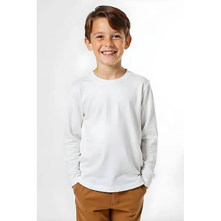 Fyk Kids Düz Basic Unisex Sweatshirt Beyaz