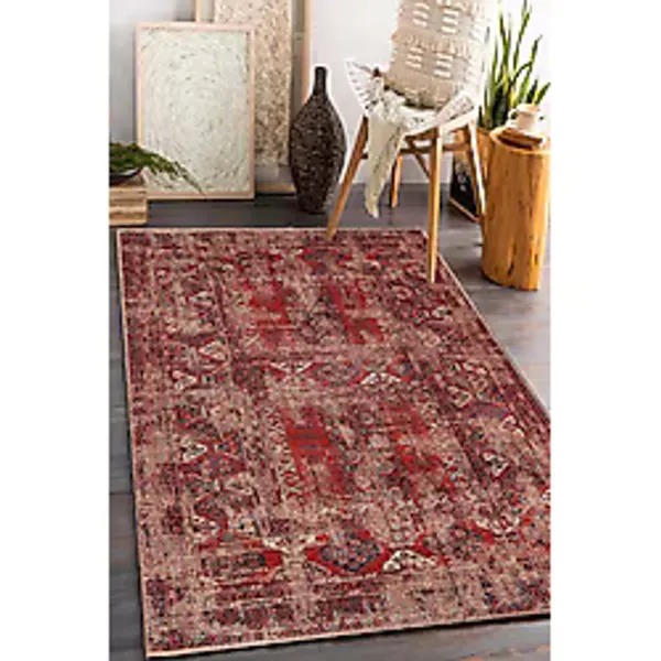 G&C HOME Vintage Desen Dijital Baskı Yıkanabilir Kaymaz Taban Ince Salon Mutfak Balkon Halısı Yolluk