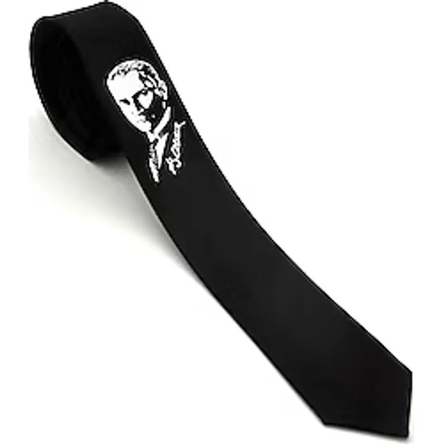 Gaffy Çocuk Boy Atatürk ve İmza Baskılı Saten Siyah Kravat - CK-29
