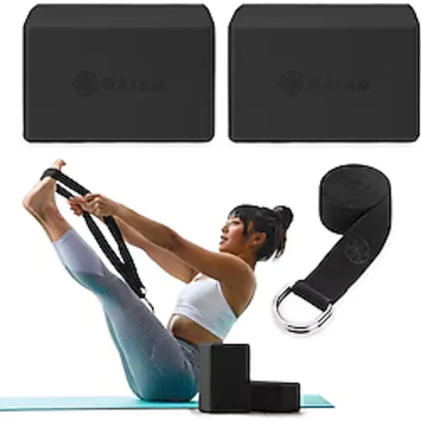 Gaiam Yoga Bloğu ve Yoga Kayışı Kombo Seti - Uzatmaya ve Derinleştirmeye Yardımcı Olan Kayış, Pilates ve Yoga Malzemeli Yoga Bloğu, Stabilite, Denge ve Optimal Hizalama İçin Yoga Kiti - 1 - 0
