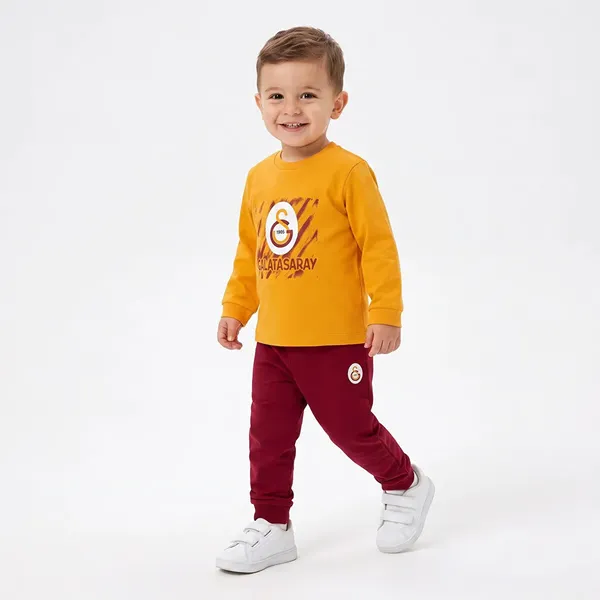 Galatasaray Erkek Bebek Pijama Takımı Bisiklet Yaka Uzun Kol Reçme