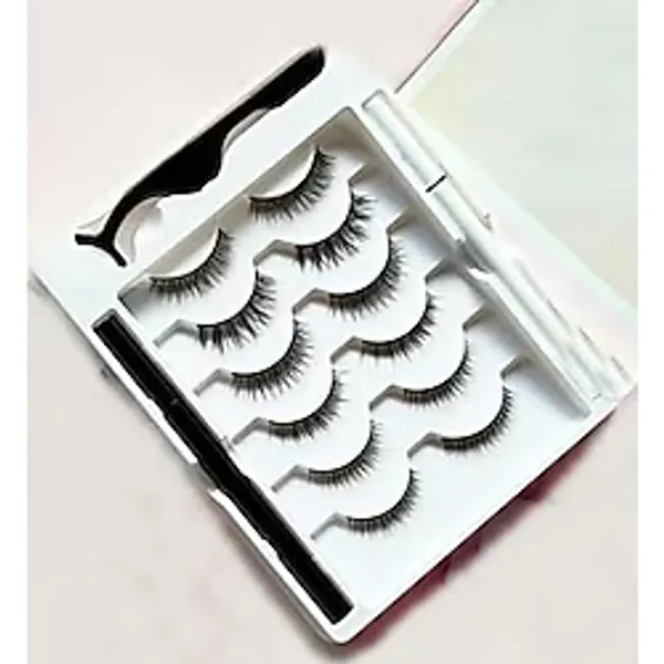 gaman 12 ADET Takma kirpik seti 6 farklı Çift - 2 Adet Mıknatıslı Likit Eyeliner Yapıştırıcı