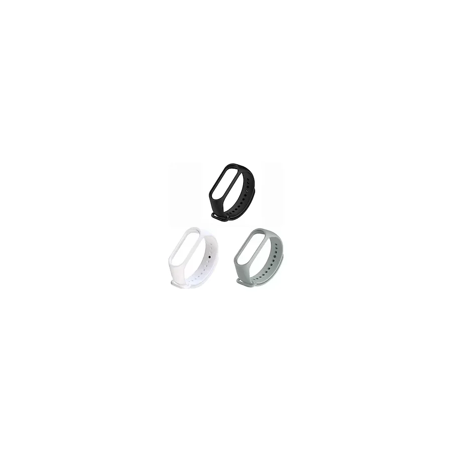 Gaman Mi Band 3/4 Uyumlu Akıllı Bileklik Kordonu 3Lu Set Siyah-Gri-Beyaz