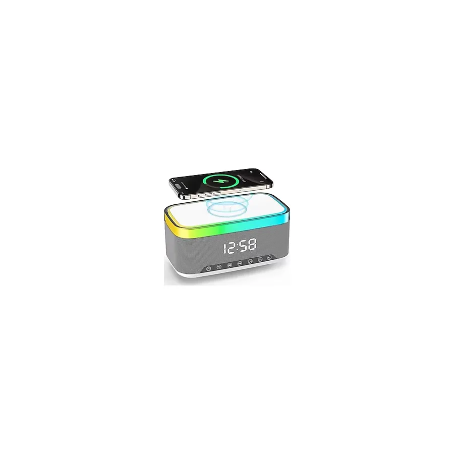gaman SA-148 15W Kablosuz Şarj Etme Özellikli Masa Saati - Çalar Saatli Alarm - Bluetooth Hoparlör - Radyo