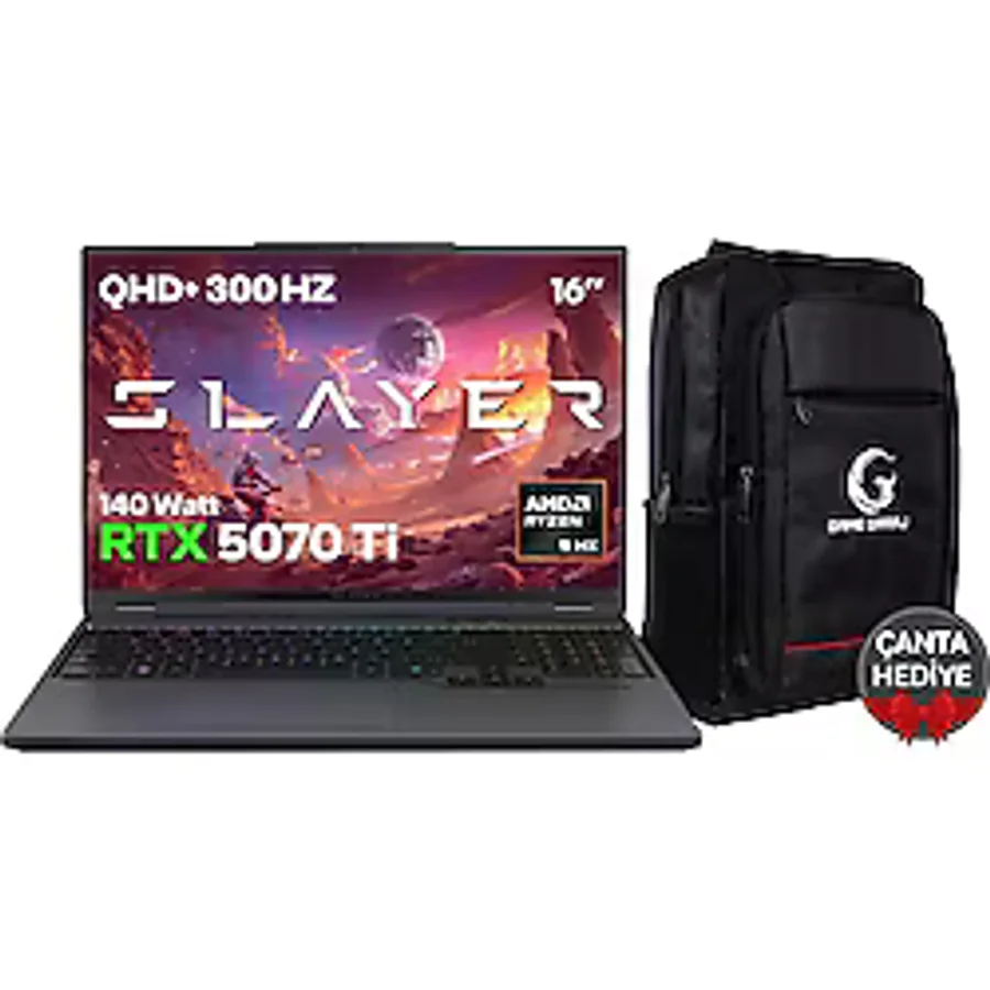 Game Garaj Slayer R9T3D-5070TI C1 AMD Ryzen 9 9955HX3D 32GB Ram 1tb SSD RTX5070TI 16" Qhd IPS 300Hz Freedos Taşınabilir Bilgisayar