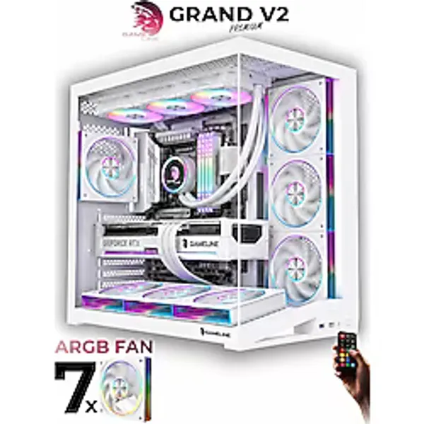 Gameline Leon V2 Grand Premium 7x ARGB PWM Fan Ultra Airflow ATX Gaming Bilgisayar Kasası Beyaz