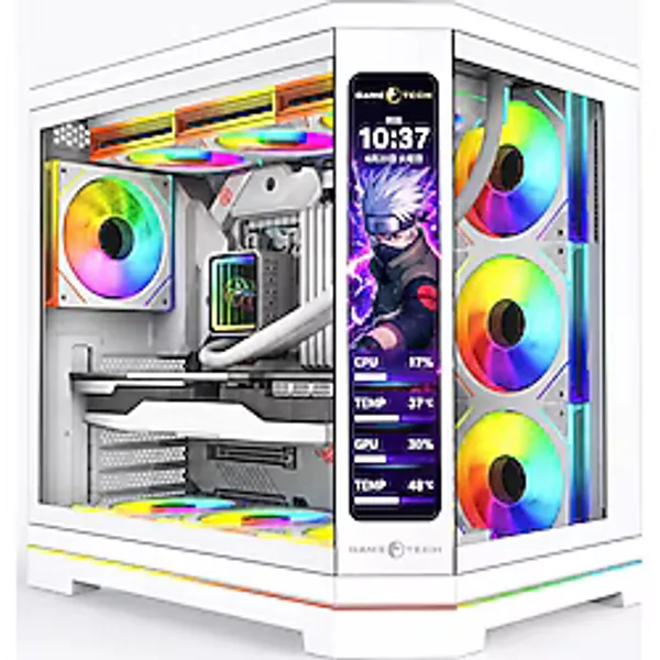 Gametech Vision V2 7x Argb Fanlı LCD Ekranlı Oyuncu Bilgisayar Kasası ( Beyaz )