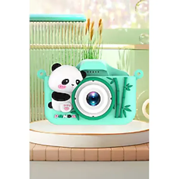 Gamon 10 MP Dijital Çocuk Fotoğraf Makinesi Panda & Astronot Desenli Çift Kamera ile Eğlenceli Anılar HY-X10 - Yeşil