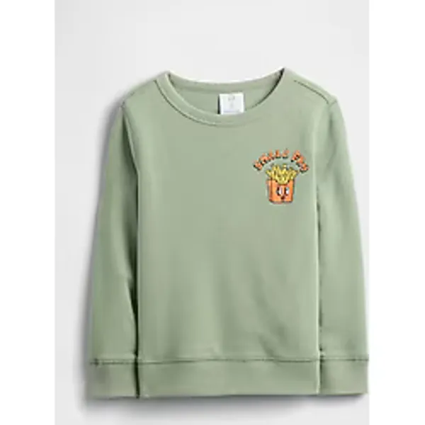 Gap Erkek Bebek Yeşil Bisiklet Yaka Sweatshirt - 6 - 12 Ay