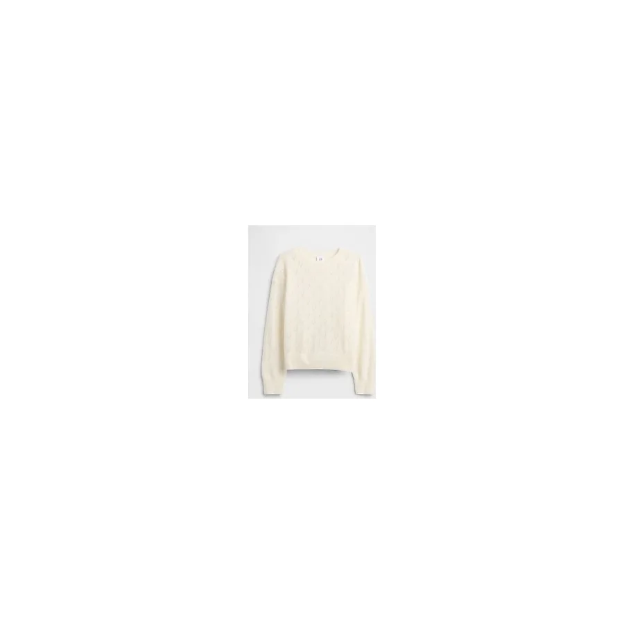 Gap Kız Bebek Kırık Beyaz Cashsoft Pointelle Bisiklet Yaka Kazak - 3 Yaş