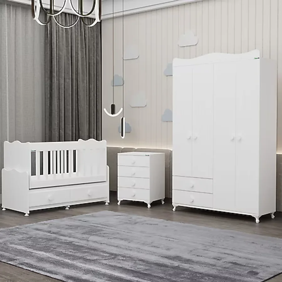 Garaj Home Elegant Yıldız 4 Kapaklı Bebek Odası Takımı