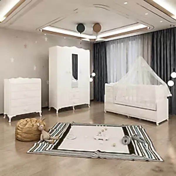 Garaj Home Melina Bebek Odası Takımı - Yatak ve Uyku Seti Kombinli-Uyku Seti-Beyaz