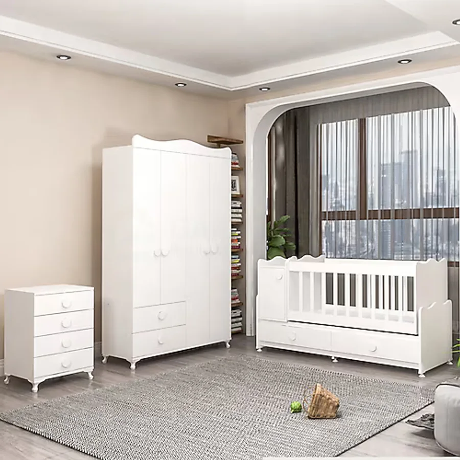 Garaj Home Pırlanta Yıldız 4 Kapaklı Bebek Odası Takımı