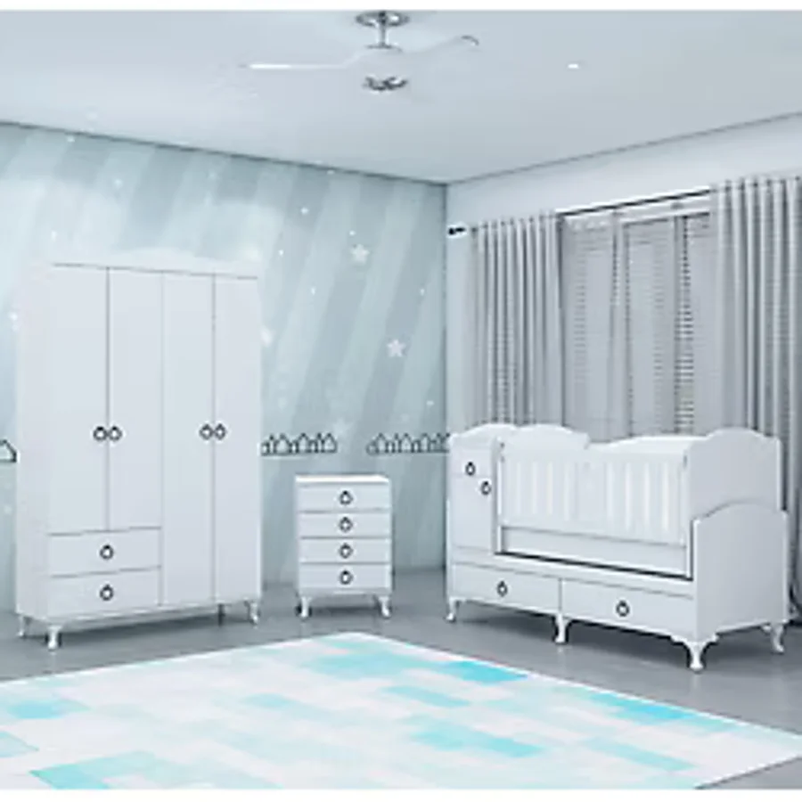 Garaj Home Sude Bebek Odası Takımı Asansörlü Beşik ve 4 Kapaklı Dolap ile Şık Görünüm