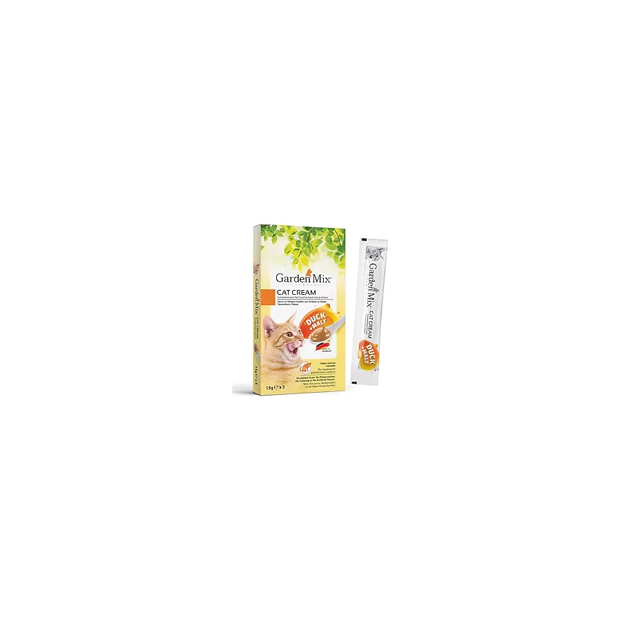 Gardenmix Ördekli ve Maltlı 5x15 gr Krema Kedi Ödül Maması