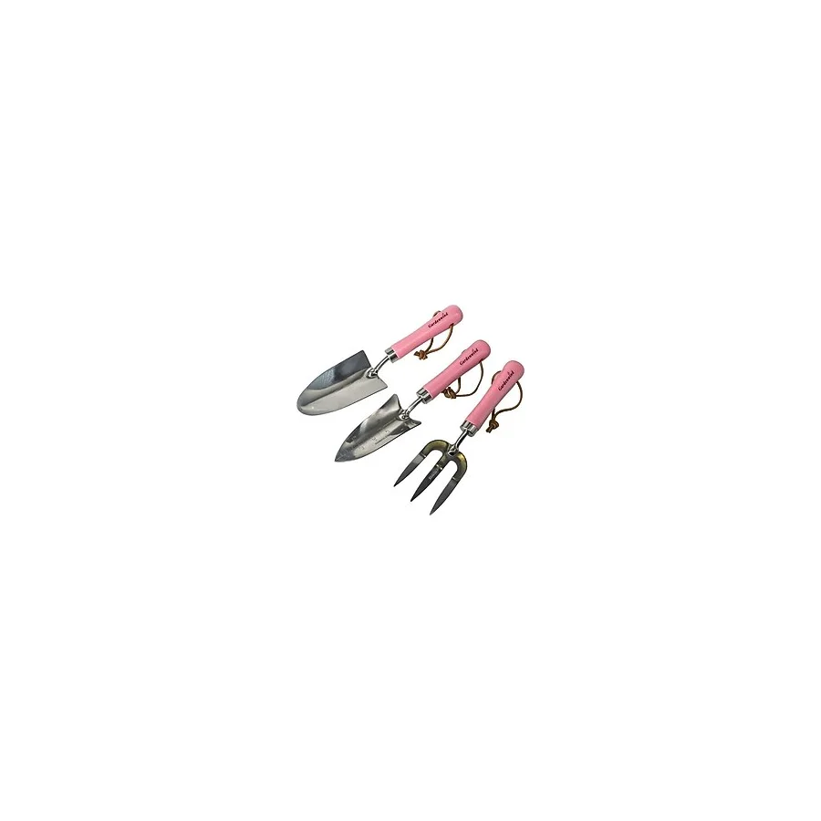 Gardenwind Natural P1729003 Paslanmaz 3Lü Bahçe Seti Dar/Geniş Kürek Ve Dirgen (Pembe Saplı)