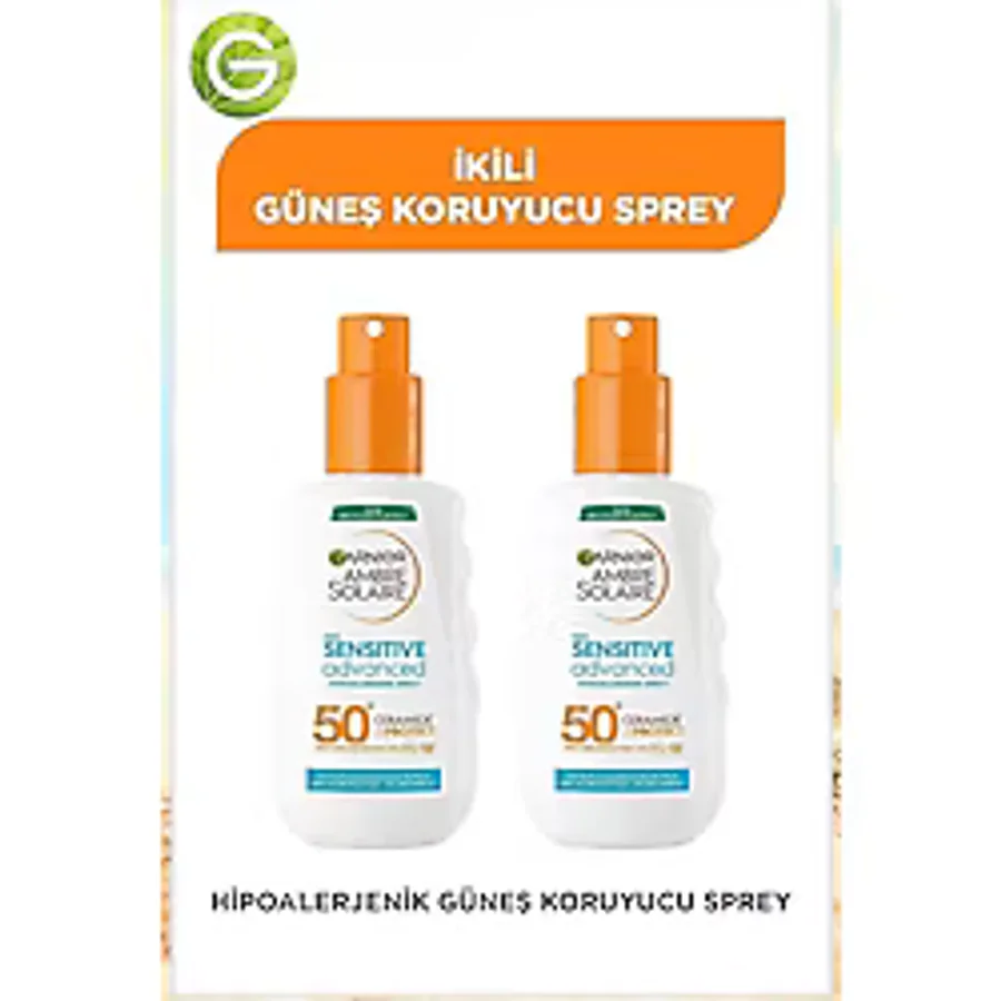 Garnier Ambre Solaire Sensitive Advanced Güneş Koruyucu Sprey Gkf50 150ml 2'li Güneş Kremi Seti