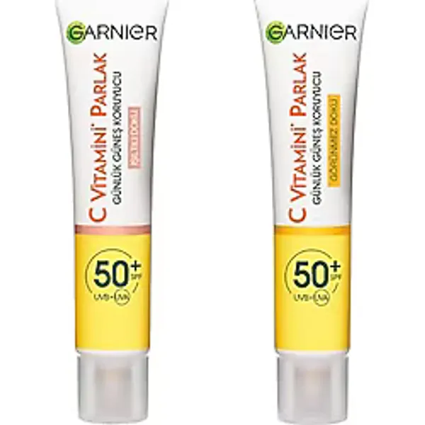 Garnier C Vitamini Parlak Günlük Uv Korumalı Güneş Yüz Kremi Spf50 Işıltılı Doku 40ml & C Vitamini Günlük Uv Korumalı Güneş Yüz Kremi Spf50 Görünmez Doku 40ml Cilt Bakım Seti