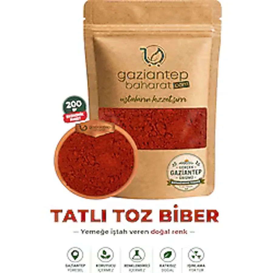 Gaziantep Baharat Kırmızı Tatlı Toz Biber 200gr - Lezzetli Ve Aromatik