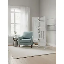 Gazzini Furniture Liora Boy Aynalı Ahşap Takı Dolabı - Beyaz