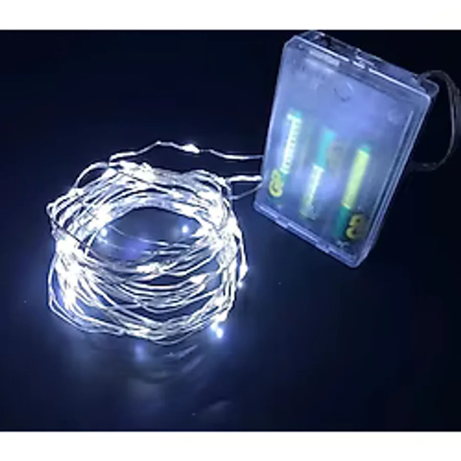 Gd957 Şerit Pilli Aydınlatma 3 Metre 30 Adet Beyaz Peri Led