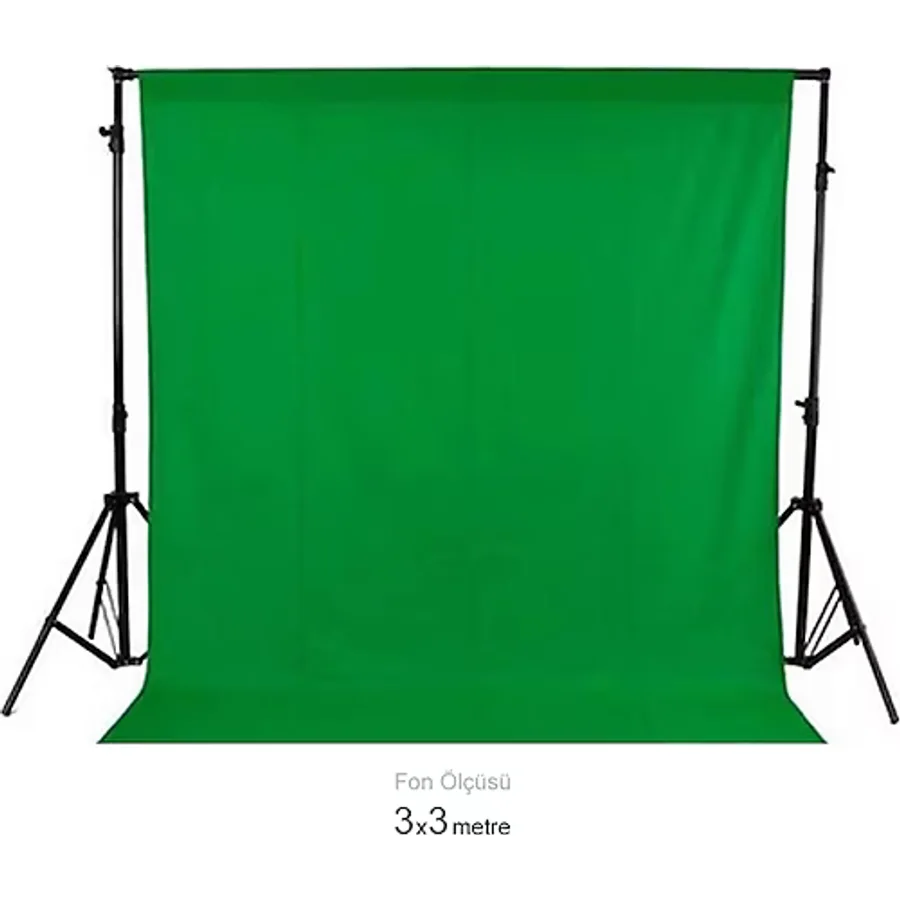 GDX 3x3 Metre Seyyar Yeşil Fon Sistemi Standlı YouTube ve Canlı Yayın Green Screen Seti