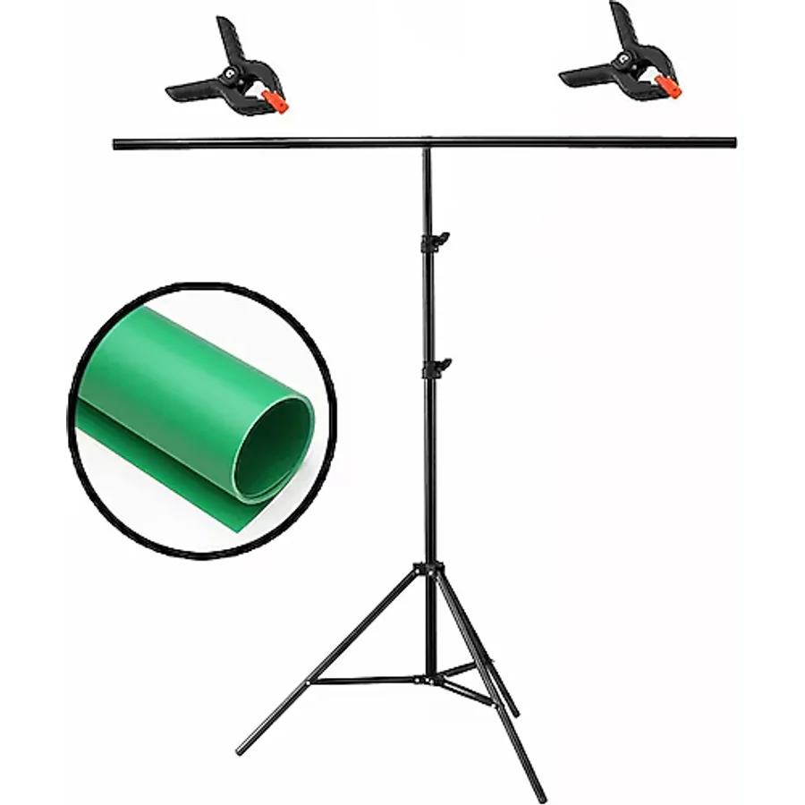 GDX Seyyar 120x200cm Mat Yeşil PVC Fon Sistemi Silinebilir Kırışmaz Green Screen Yayıncı Seti