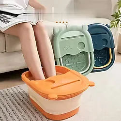 GELDİMİCOM Masajlı Katlanır Ayak Bakım Leğeni Katlanır Pedikür Leğeni Ayak Yıkama Leğeni Katlanır Kova