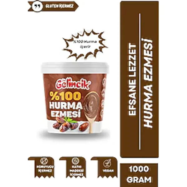 GELİNCİK HAŞHAŞ Katkısız Doğal %100 Sade Hurma Ezmesi %100 Hurma Dolgusu 1000gr Hurma Püresi 1 Kg
