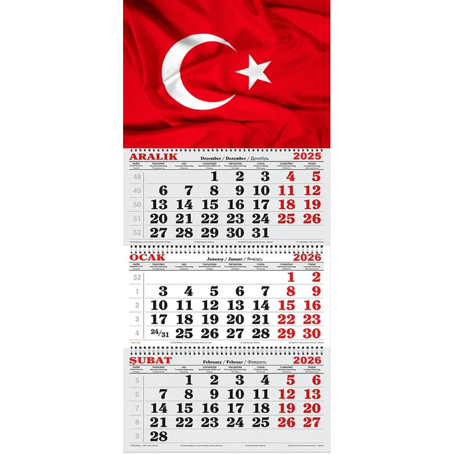 GENC DIJITAL BASKI 2026 Yılı Gemici Takvimi ---Türk Bayrağı