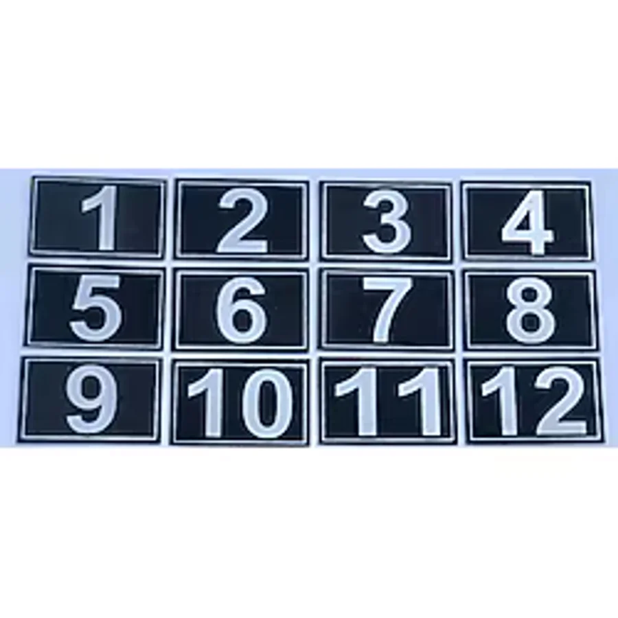 Gendec 3.5 x 5.5 cm cm Yapışkanlı No 1'den 12'e Raf, Posta Kutusu, Dolap, Ayakkabılık, Kapı Numarası - 3,5 x 5,5 cm