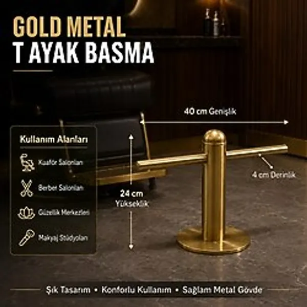 Genel Markalar Gold Metal T Ayak Basma Kuaför Berber Koltuğu Ayak Desteği 40 cm