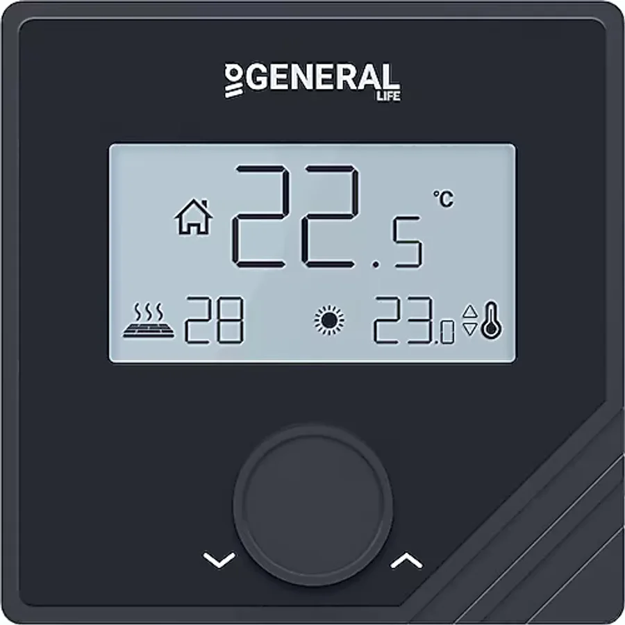 General Life Mitra FH25S Siyah Kablosuz Dijital Oda Termostatı