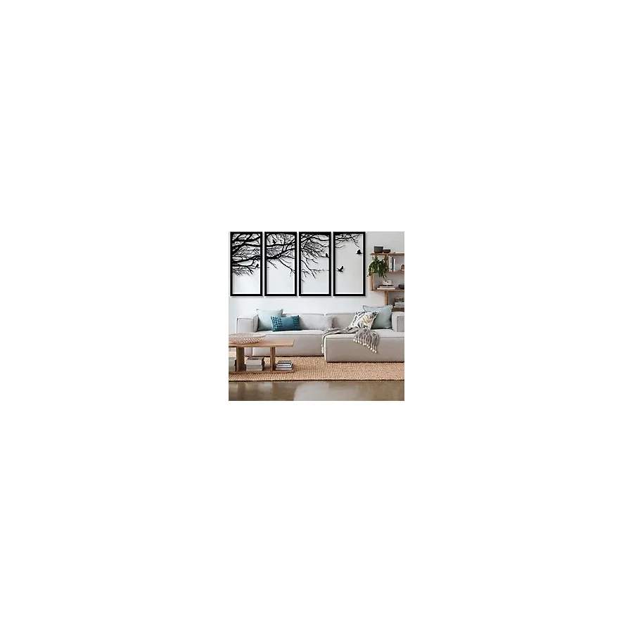 Generic Metal Duvar Sanatı, 4 Panel Hayat Ağacı Dekoru, Modern Doğa Teması, UV Dayanıklı, Hafif, İç ve Dış Mekan Kullanımı, 100x50 cm G x 20 Y / 100x50 cm
