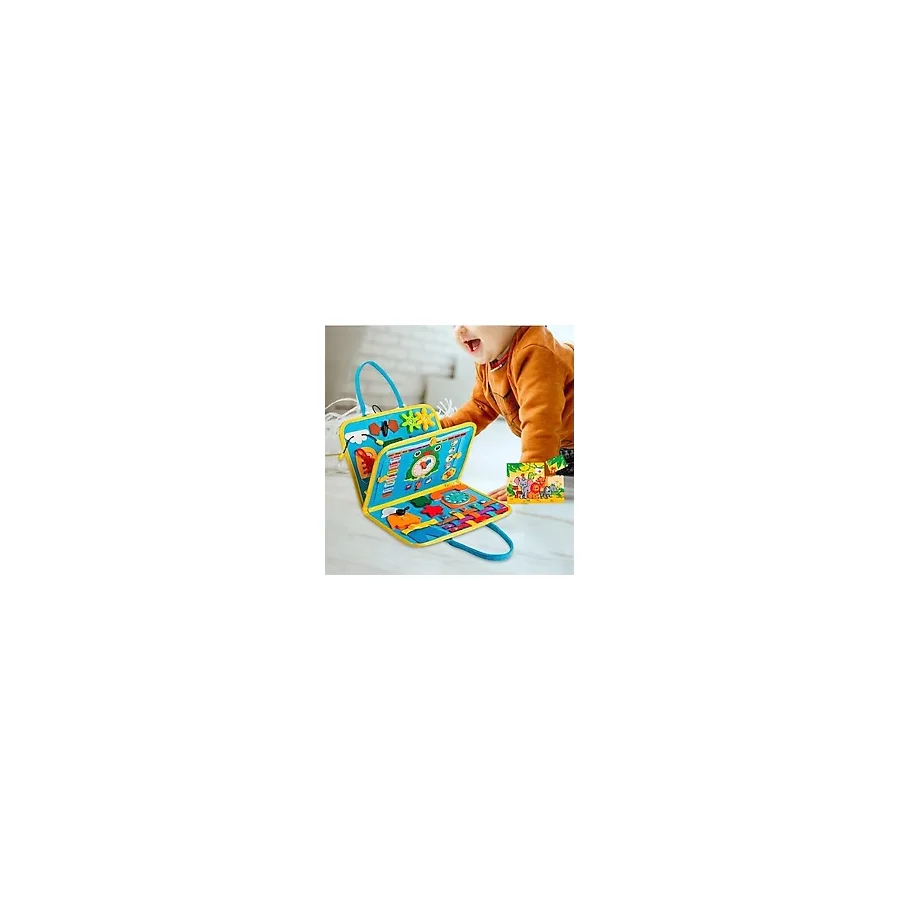 Generic Montessori Aktivite Çantası 20 Aktivite 4 Sayfa 1-3 Yaş Eğitici Oyuncak Motor Beceri Geliştirici Keçe Oyun Seti Mavi