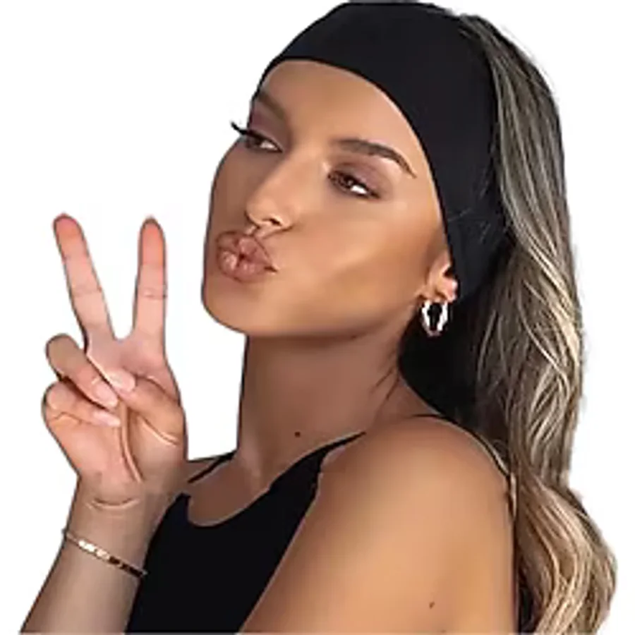 Geniş Pamuklu Terletmez Siyah Saç Bandı Yoga Koşu Fitness Makyaj Bandana Siyah Tek Ebat