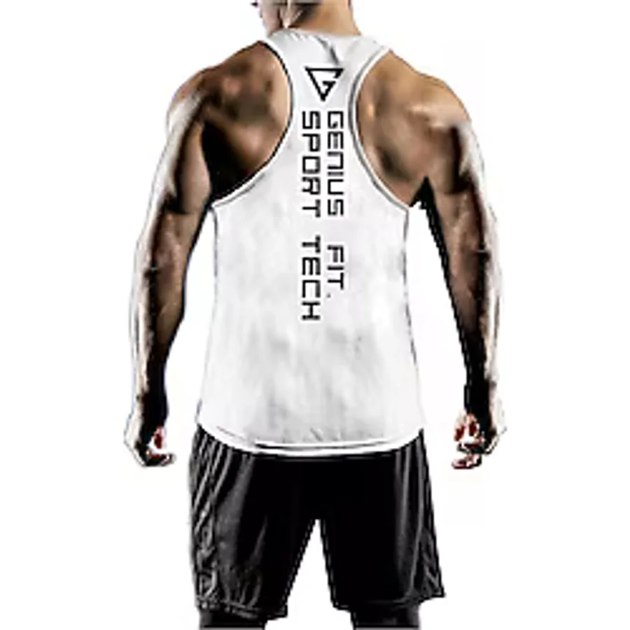 Genius Store Erkek Dry Fit Y-Back Gym Fitness Sporcu Atleti Genıus-Fıt - Beyaz