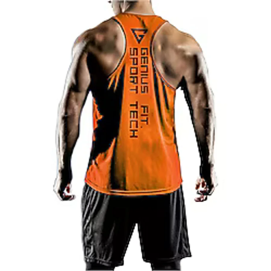 Genius Store Erkek Dry Fit Y-Back Gym Fitness Sporcu Atleti Genıus-Fıt - Turuncu