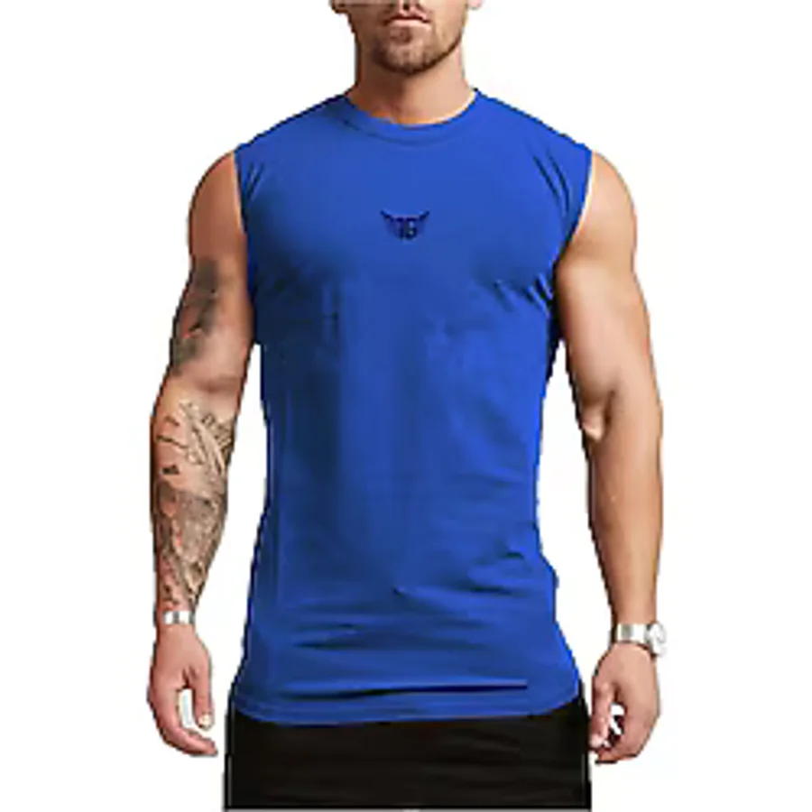 Genius Store Erkek Nem Emici Hızlı Kuruma Atletik Teknik Performans Sporcu Sıfır Kol T-Shirt Mg-Atlet - Mavi