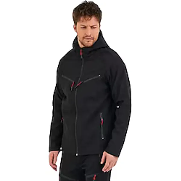 GENIUS STORE Erkek Spor Mont Softshell Outdoor Su ve Rüzgar Geçirmez Ceket 4 Cepli (SİYAH-4C / S)