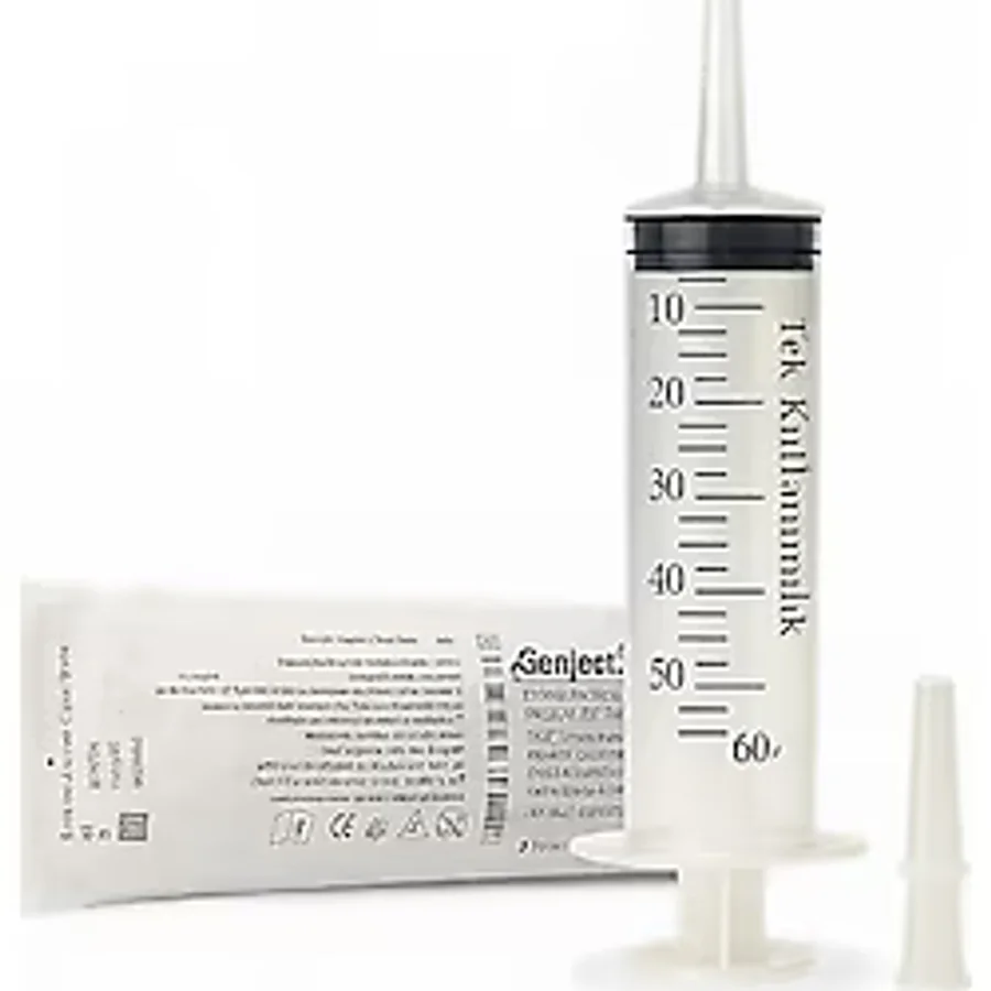 Genjet Steril 50 Ml 60cc Katater Şırınga Tek Kullanımlık Luer Beslenme 3 Parçalı 5 Adet Enjektör