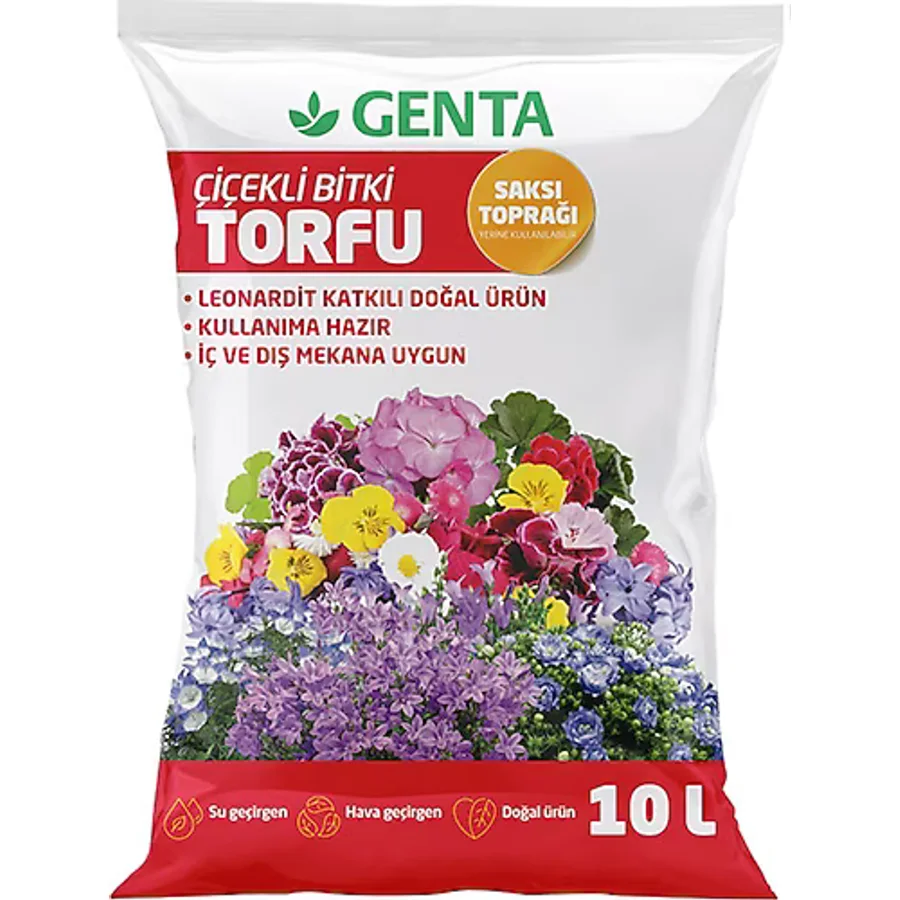 Genta Çiçekli Bitkiler İçin Toprak Torf Çiçek Toprağı 10 Lt