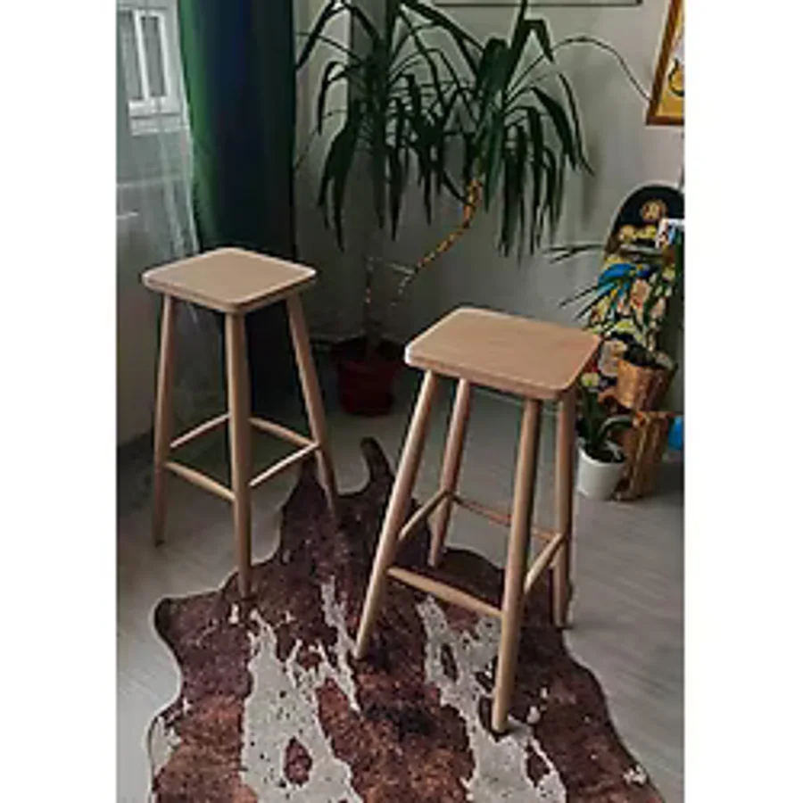 Geppetto Home Ahşap Kare Bar Tabure Sandalye